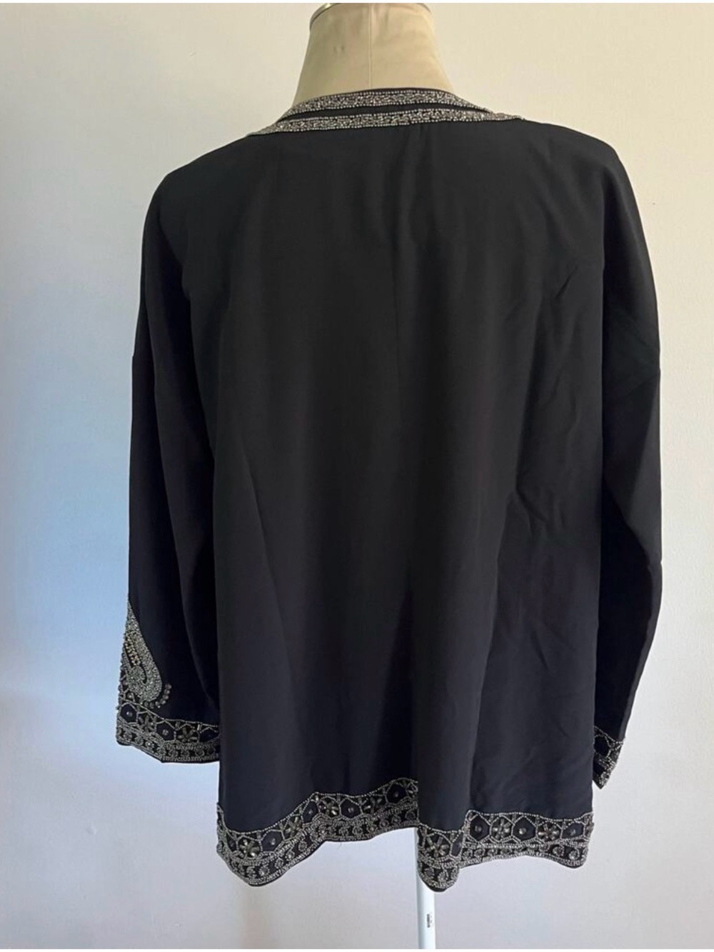 Soft Surroundings Black Embellished Open Front Jacket with Silver Beading - Picture 5 of 5